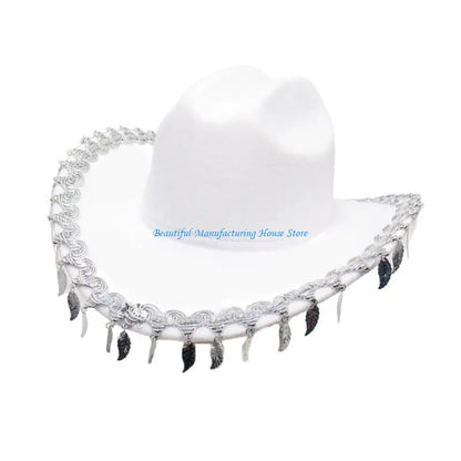E56A chapeau Cowboy chapeau Cowgirl occidental chapeaux à franges pour Costume fête pour femmes