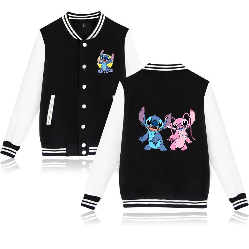Lilo Stitch Blouson Baseball Hommes Femmes Hip Hop Harajuku Vestes Streetwear Enfants Garçons Filles Manteaux Collège Amples