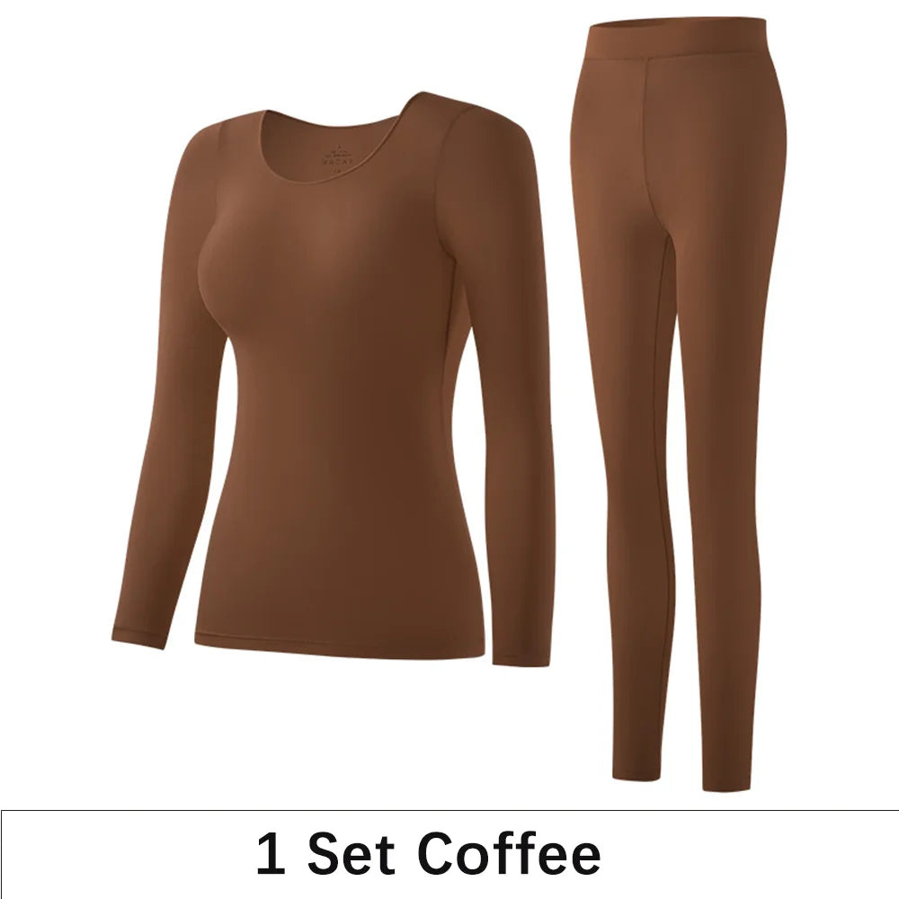 POKARLA 1 ensemble de sous-vêtements thermiques chauds intimes Sexy longs Johns femmes en forme de ensembles femme col moyen vêtements de mise en forme thermique