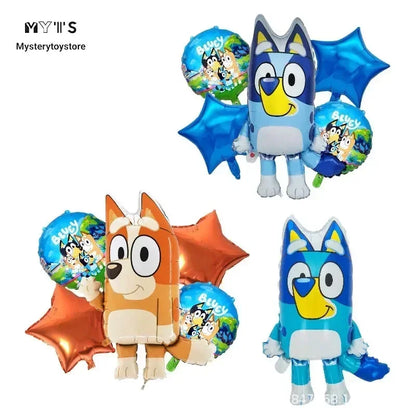 Moose Cartoon Bluey Famille Ballon en Aluminium Jeux Jouets Bleus Oranges Kit de Décoration de Ballons Bluey Fournitures de Fête d'Anniversaire Cadeaux Jouets