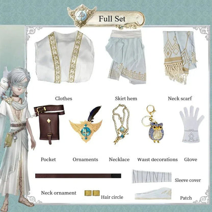Jeu Identity Ⅴ Cosplay Eli Clark Costume Blanc Magnifique Élégant Uniforme de Combat Complet Tenue de Jeu de Rôle pour Hommes Fête Thématique