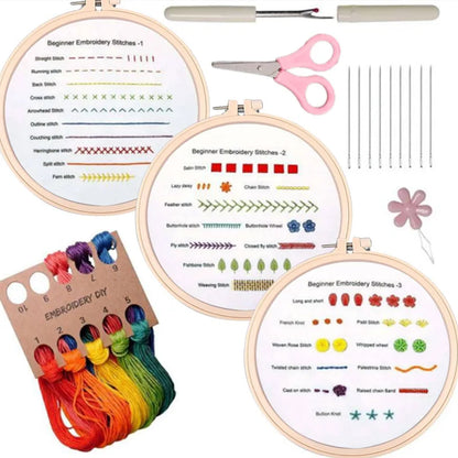 DIY Embroidery Stitch Practice Kit Handmade Embroidery Starter for Beginner Hand Stitch Embroidery Skill Techniques