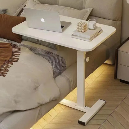 Table de chevet à petit bord en acier inoxydable, bureau Mobile pour la maison, chambre à coucher avec roulettes, bureau d'apprentissage à levage facile, établi