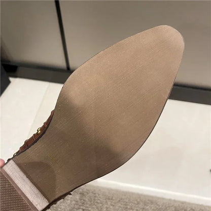 2025 New Women's Boots Low Heel Cowboy Western Short Leather Knee High Luxury Designer Gothic New Rock Shoes Vintage