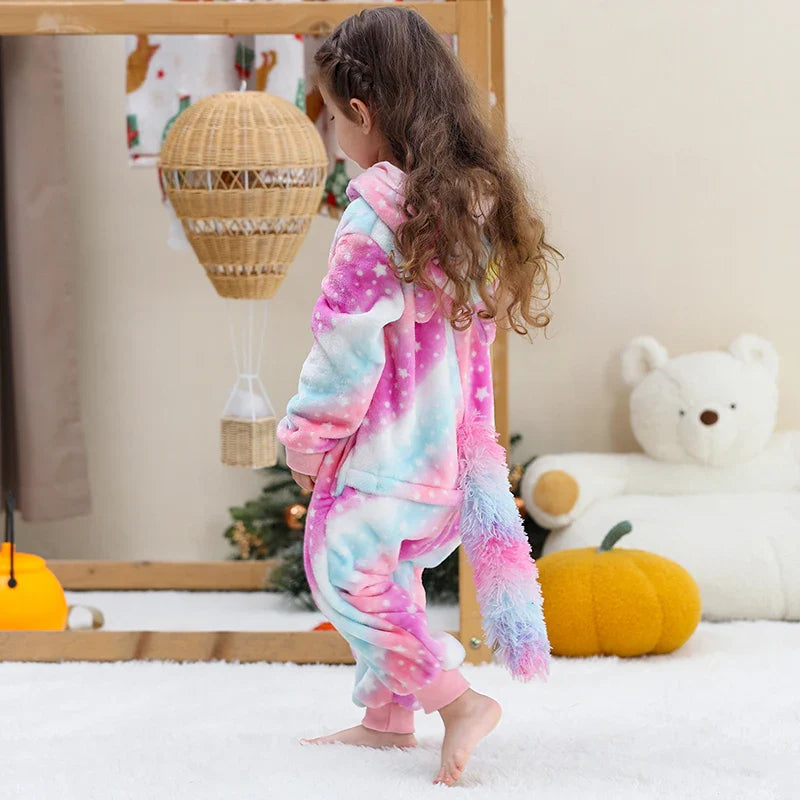 MICHLEY Pyjama grenouillère en flanelle pour Halloween, hiver, avec capuche, pour enfants, déguisement familial, combinaison de nuit, robe de chambre pour garçons et filles