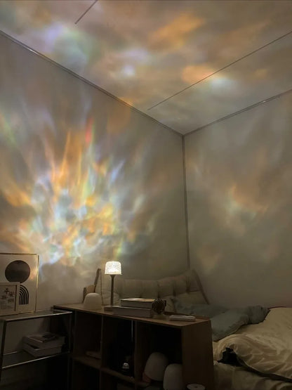 Lampe de chevet LED haute sur pied, effet vague d'eau, atmosphère romantique, cadeau pour couple, veilleuse de projection d'intérieur pour chambre à coucher