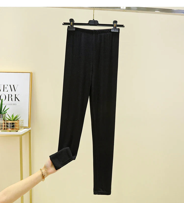 Leggings ajustés taille haute en modal, fins et élastiques, pour le printemps et l'automne, sous-vêtements, vêtements d'intérieur, pantalons longs grande taille
