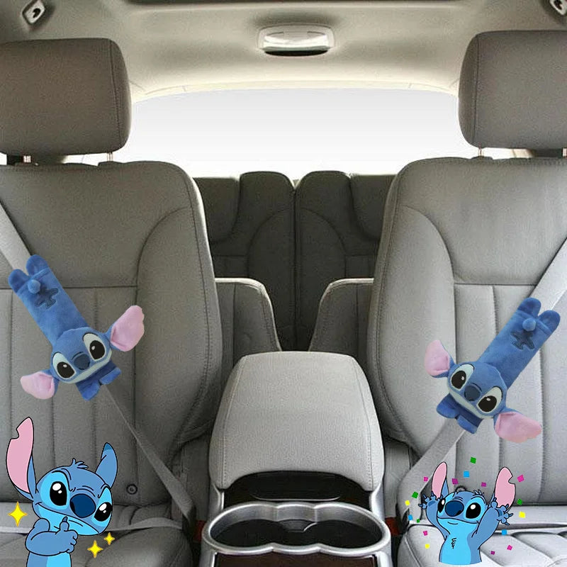 Stitch Seat Belt Protective Cover Cute Cartoon Soft Plush Car Shoulder Belt Fashion Car Inside Decoration Doll BIrthday Gifts