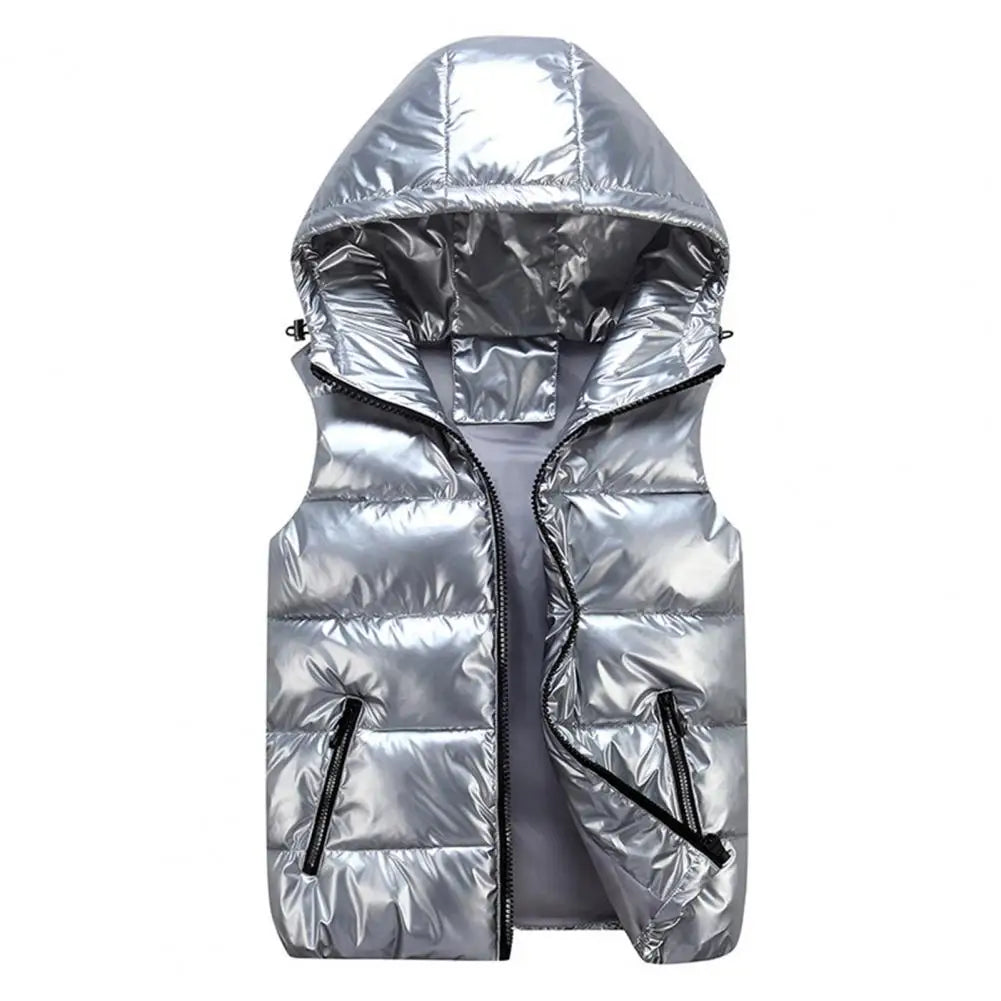Warm Winter Vest for Women, Bright Color Pockets, Cotton Padded Vest, Quilted Inner Layer, Bright Color Vest for Women, Streetwear