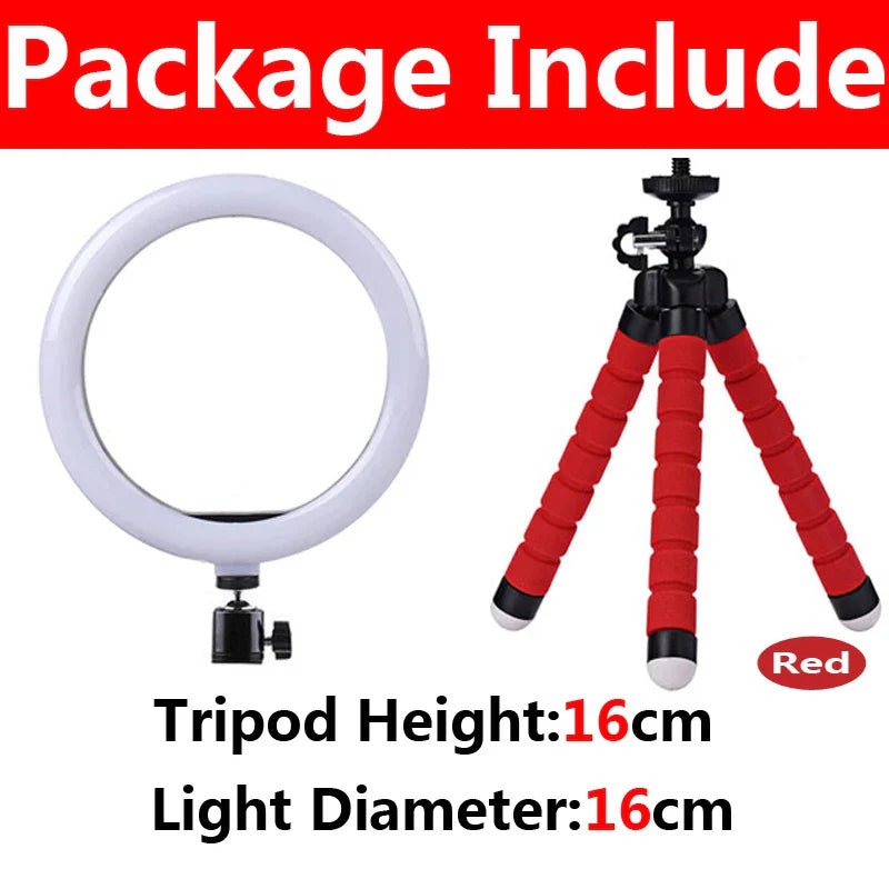 Anneau lumineux LED pour Selfie, 10 pouces, lampe de remplissage à intensité variable pour photographie, avec Mini trépied, pour téléphone portable, vidéo en direct, Studio Photo