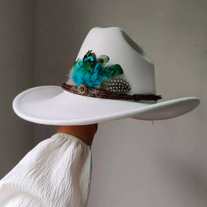 Chapeau de cowboy occidental à large bord pour homme, casquettes d'église Everche, Fascinateur vintage, chapeau de cowgirl jazz, zones bre, nouveau, 9cm