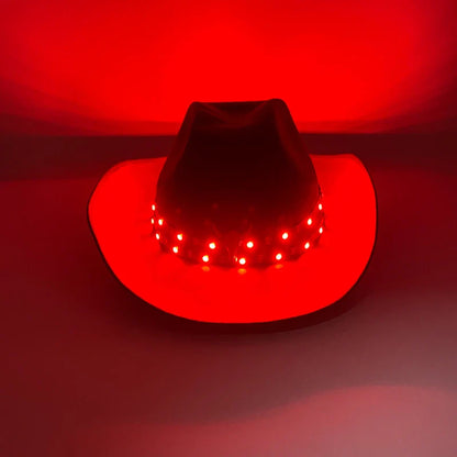 Chapeau de cowboy LED télécommandé pour femmes et hommes, chapeaux de cow-girl occidentaux, robe de l'ouest, vêtements de sauna scintillants pour Halloween, casquette unisexe, mode