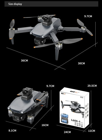 Drone professionnel L600-1 Pro MAX 4K avec caméra HD, GPS à cardan 3 axes, 360 °   Jouets pour évitement d'obstacles 5G WIFI RC Quadcopter