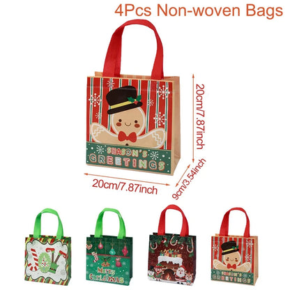 4/8 pièces sac cadeau de noël Santa sac Non tissé décorations de noël pour la maison 2025 cadeaux de noël Navidad Noel sac d'emballage du nouvel an