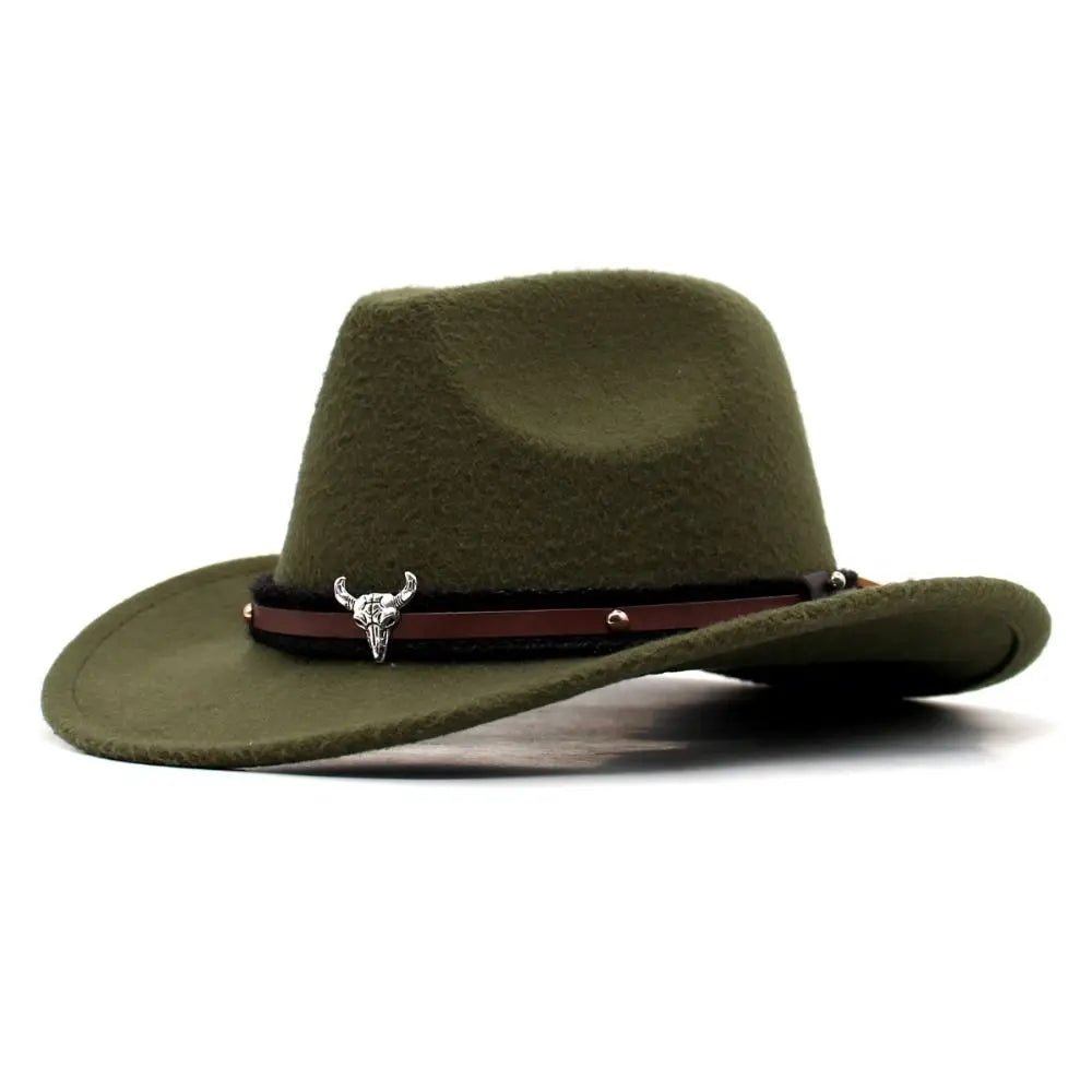 Western Cowboy Hat Jazz Knight Hats For Men Ethnic Style Felt Hats With Bull Shaped Decor Grassland Country Hat Sombrero