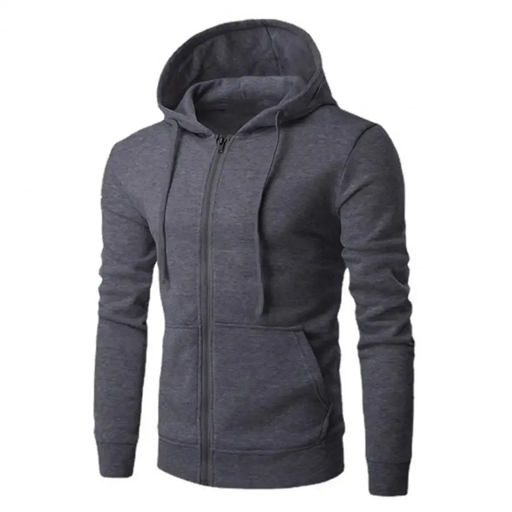 Popular autumn  men's sportswear long sleeved  jacket hooded sweatshirt zipper  closure hooded sweatshirt men's clothing