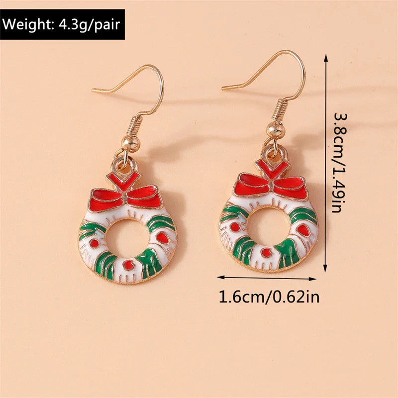 Fashion Merry Christmas Tree Deer Snowflake Santa Claus Drop Earrings for Women Girls New Year Party Festival Jewelry Gifts
