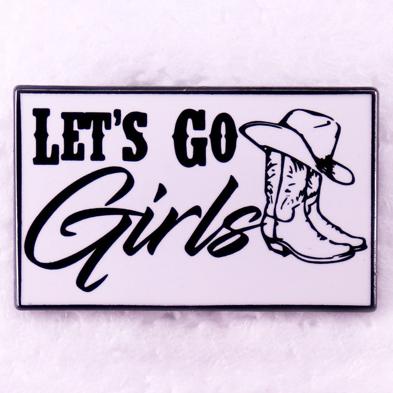 Let's Go-Broche en Émail pour Fille, Danemark ge Western Cowgirl, Bijoux, Décoration de ixd'Enterrement de Vie de Jeune Fille