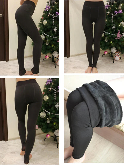 Leggings d'hiver tricot velours Legging décontracté nouveau haute élastique épaissir dame chaud noir pantalon pantalon slim pour femmes Leggings