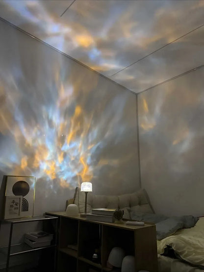 Lampe de chevet LED haute sur pied, effet vague d'eau, atmosphère romantique, cadeau pour couple, veilleuse de projection d'intérieur pour chambre à coucher