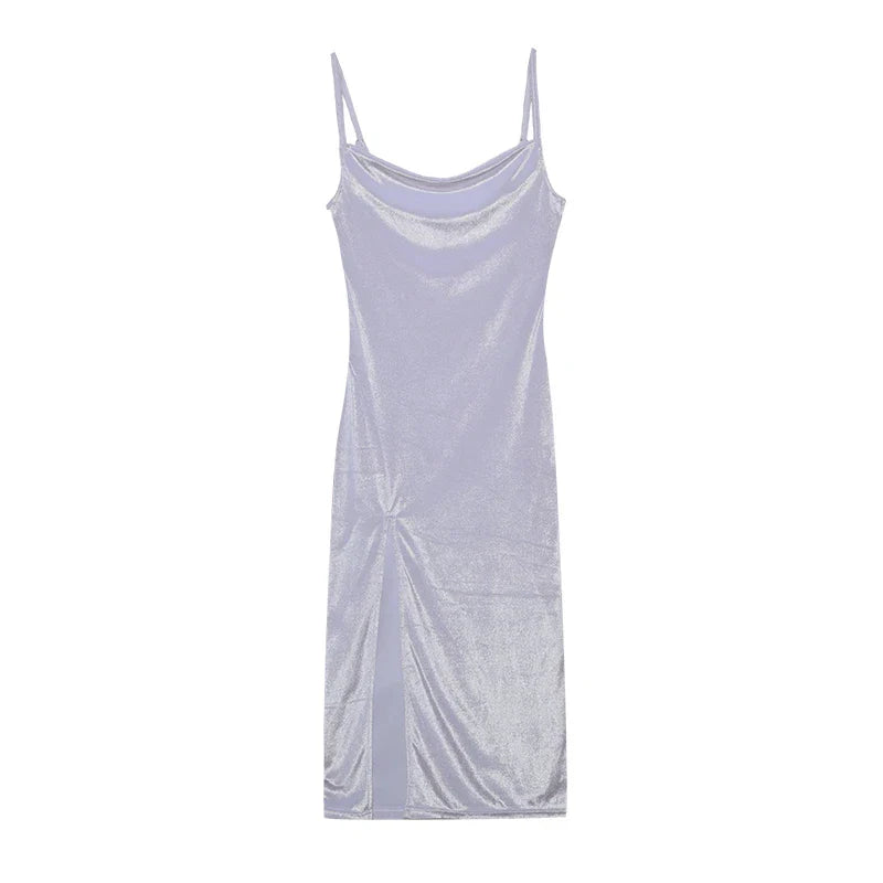 Faionable Sexy Summer Silk Chiffon One-oulder Split Dr Ele Midi Silhouette Svel Midi Dr for Women