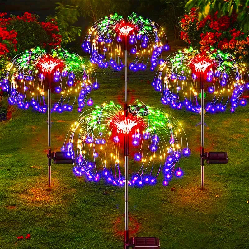 LED Solar Fireworks Lights Garden Decoration Fairy Lights Waterproof Outdoor Dandelion Lawn Lamp for Garden Landscape Lawn Decor