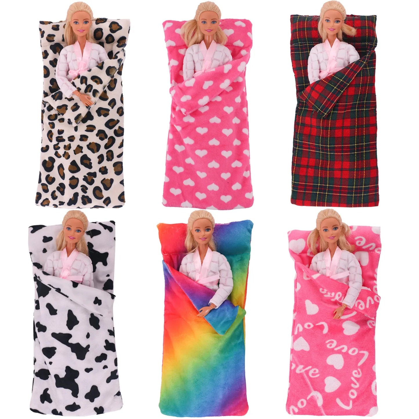 30cm&11.8Inch Doll Christmas Doll Clothes Sleeping Bags Plush Pajamas Accessories Doll Clothes 1/6 BJD Doll Girl Toy
