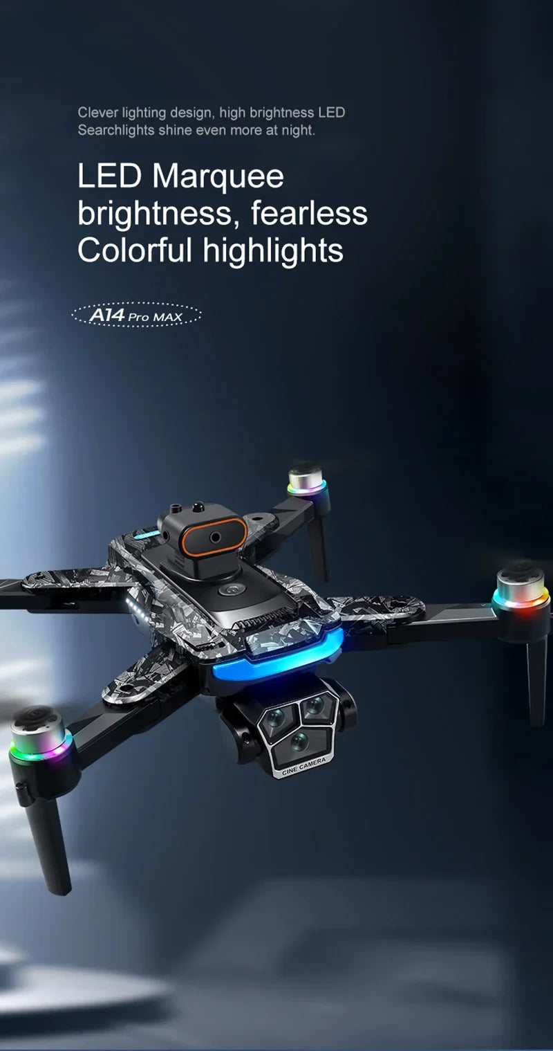 Xiaomi A14 pro Max Drone 8k HD double caméra GPS sans brosse flux optique évitement d'obstacles 4.5 pouces grand écran Uav Rc 20000m nouveau