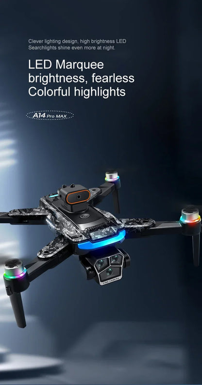 Xiaomi A14 pro Max Drone 8k HD double caméra GPS sans brosse flux optique évitement d'obstacles 4.5 pouces grand écran Uav Rc 20000m nouveau