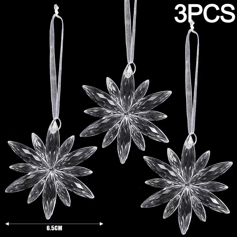 Ornement suspendu de noël en cristal acrylique, 2 à 12 pièces, ange brillant, flocon de neige, pendentif de glaçon pour décorations de fête de noël et du nouvel an