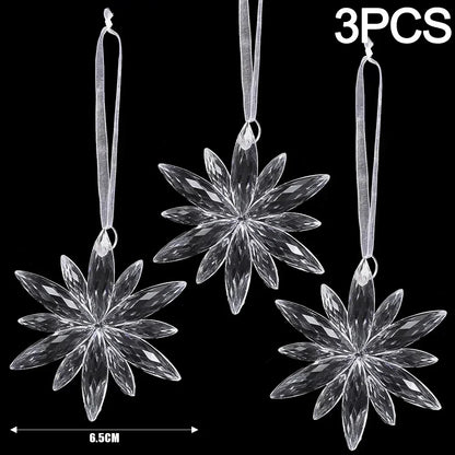 Ornement suspendu de noël en cristal acrylique, 2 à 12 pièces, ange brillant, flocon de neige, pendentif de glaçon pour décorations de fête de noël et du nouvel an