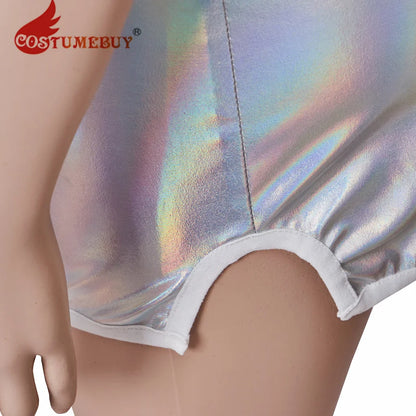 Austin Powers Elizabeth Hurley Cosplay Costume Sexy Female Vanessa Kensington Silver Strappy Halter Slim Mini Dress forHalloween