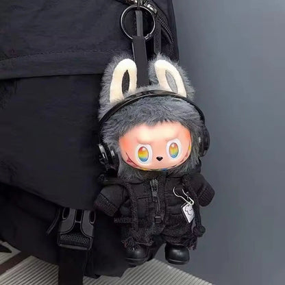[No Doll] Cute Plush Doll Casual Hoodie Black Suit Fashion Sweatshirt Jacket Outfit Clothes for Labubu Clothes Gifts