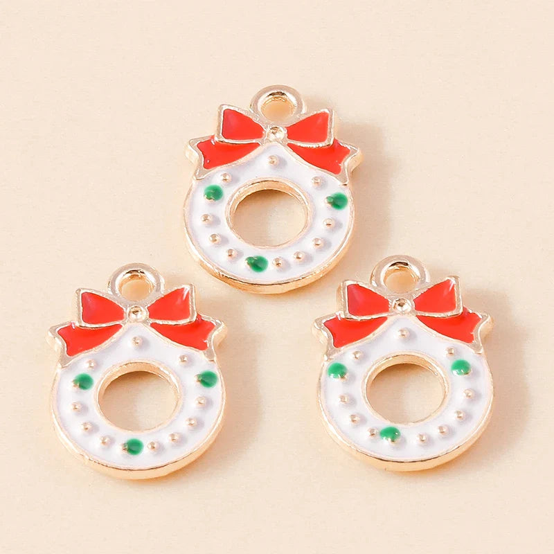 Leslie-Breloques de Noël en émail, arbre flocon de neige, chaussette, cerf, bonhomme de neige, bijoux de bricolage, cadeaux de Noël et du Nouvel An, 10 pièces