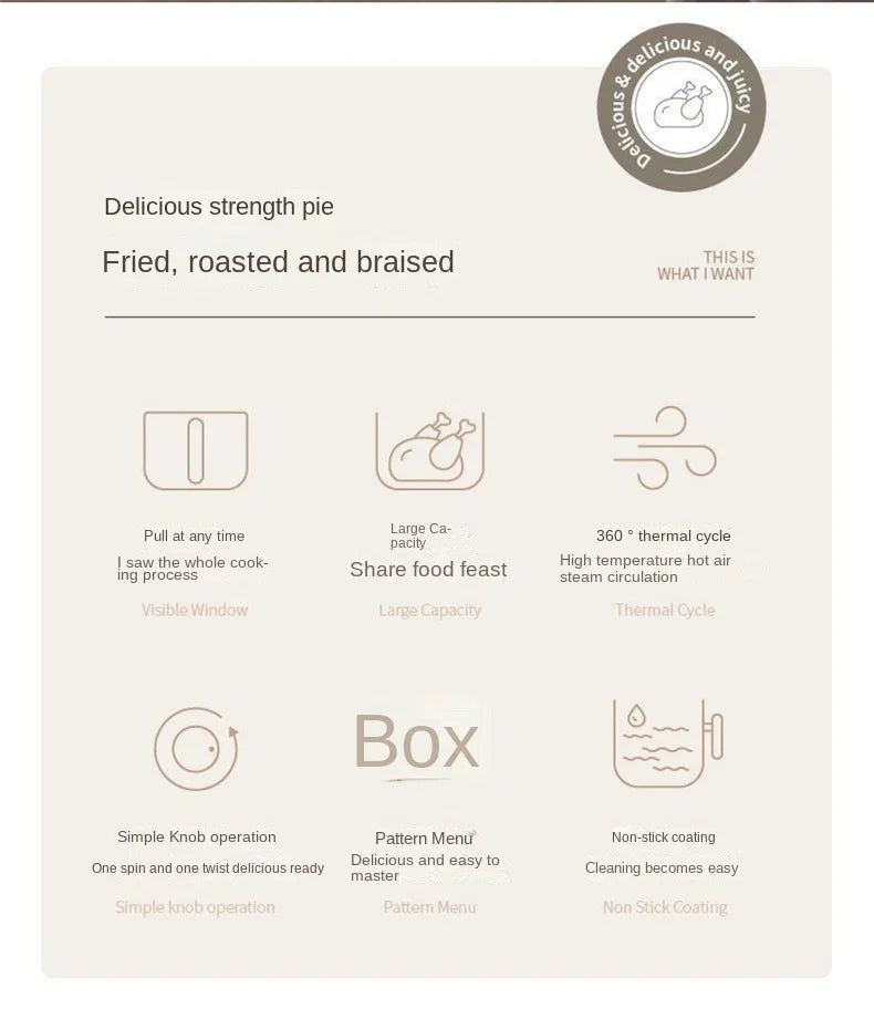 Air fryer multifunctional household high-capacity electric oven, fully automatic intelligent french fry machine