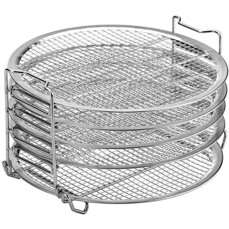Air Fryer Grill Stand with Five Stackable Layers, Food Grade Stainless Steel Dehydrator Rack Accessories