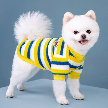Vêtements pour animaux de compagnie à rayures arc-en-ciel pour automne et hiver, mignons et chauds, vêtements pour chatons et chiens, sweat à capuche pour chien, costume de Schnauzer