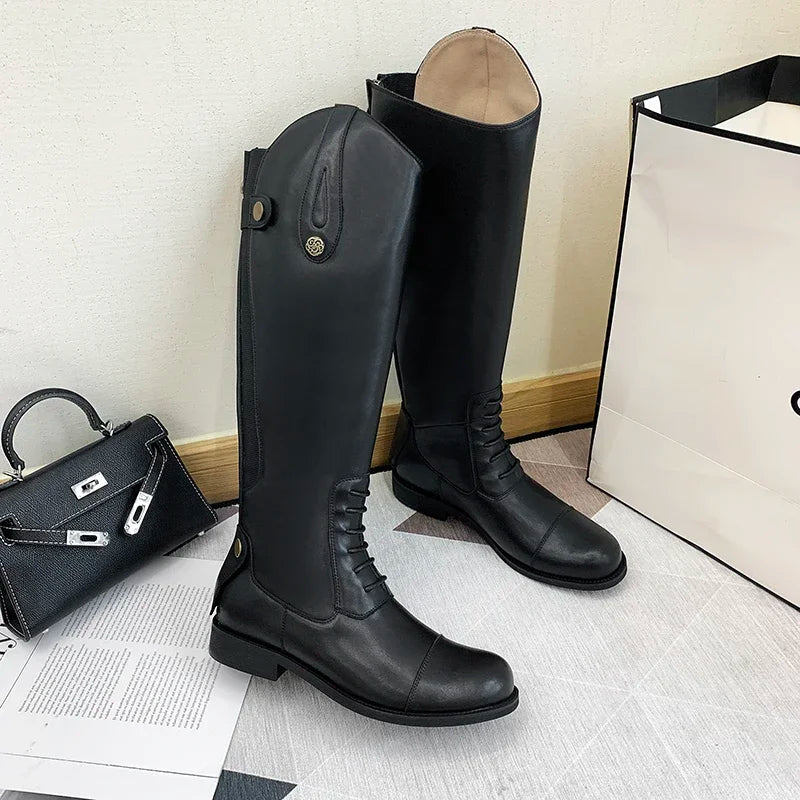 Bottes d'équitation 2025 en cuir, bottes longues, équipement d'équitation, chaussures ultra-résistantes et antidérapantes