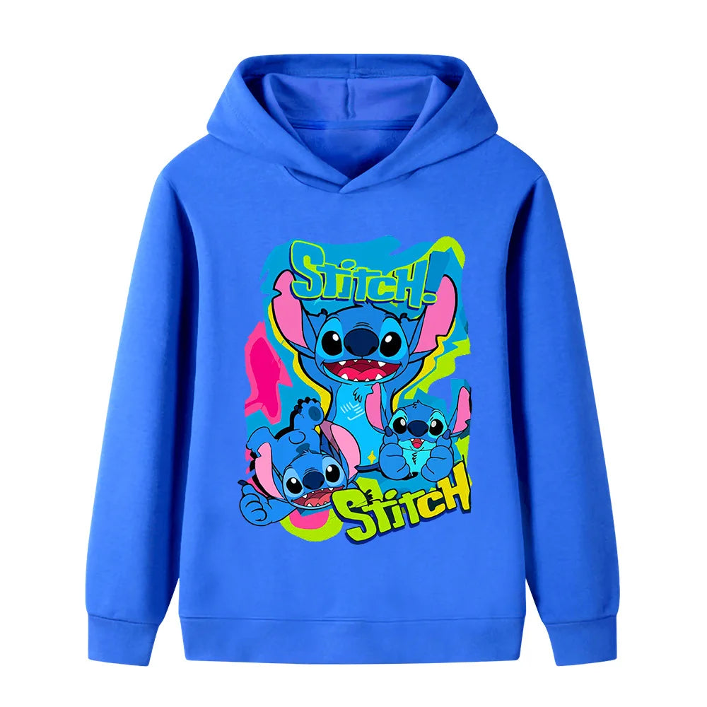 Sweats à capuche mignons et à la mode Stitch pour garçons et filles, confortables et polyvalents pour l'automne et l'hiver
