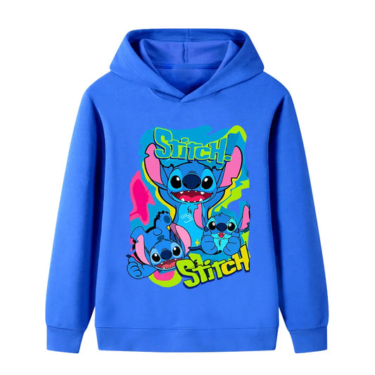 Stitch's Fashionable and Cute Cartoon Hoodies for Boys and Girls, Comfortable and Versatile Hoodies for Autumn and Winter