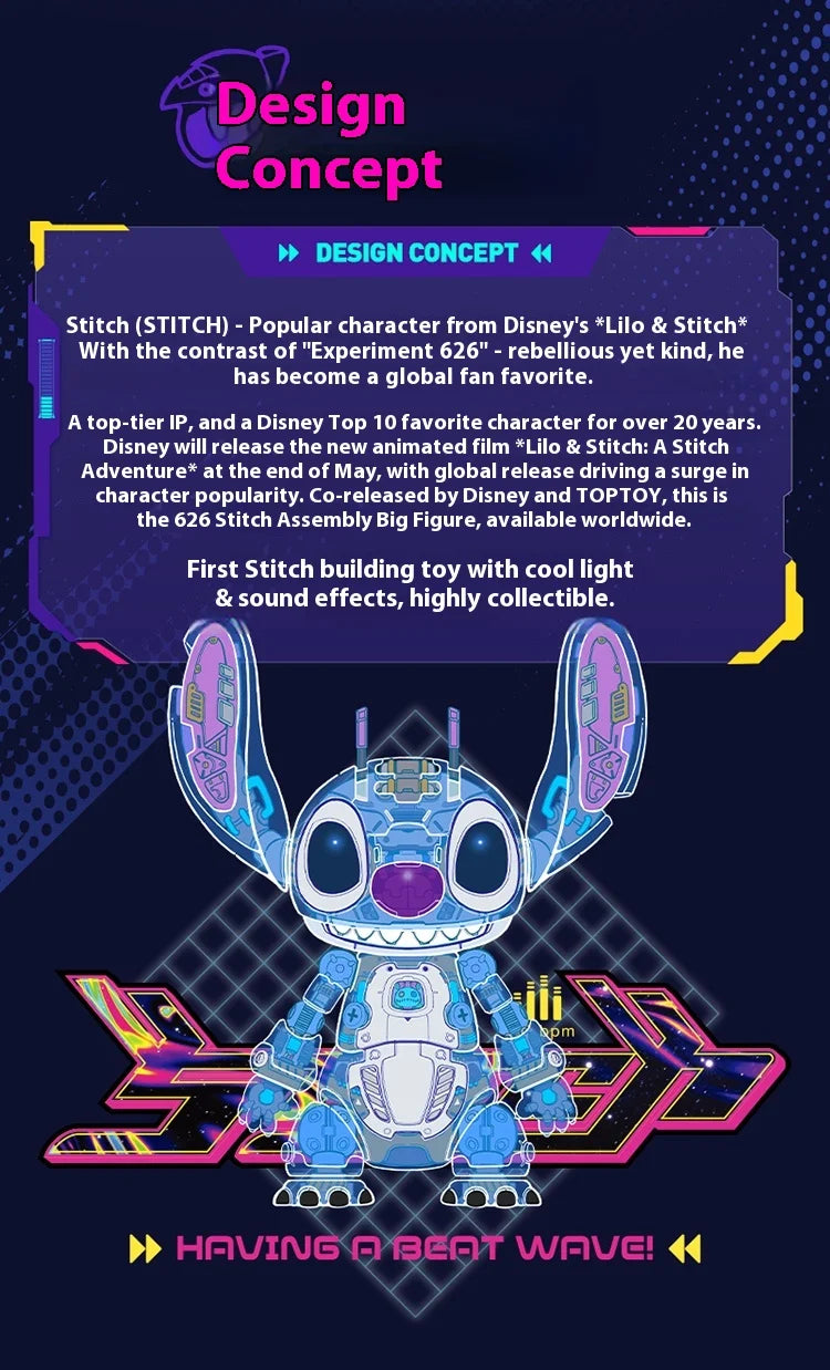 Toptoy Stitch 626 Experimental Body Building Block Puzzle Stitch Assembling Toy Building Block Ornaments Graduation Gift