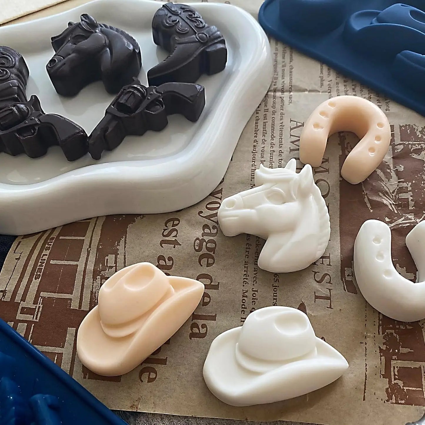 Cowboy Chocolate Molds Cowboy Hat Boot Horse Saddle Shape Silicone Candy Molds Western Themed Party Baking Mould Cake Decoration