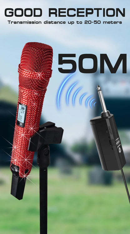 Microphone karaoké sans fil SKM9000, personnalisé incrusté de diamants, pour flux en direct, karaoké, scène brillante, essentiel