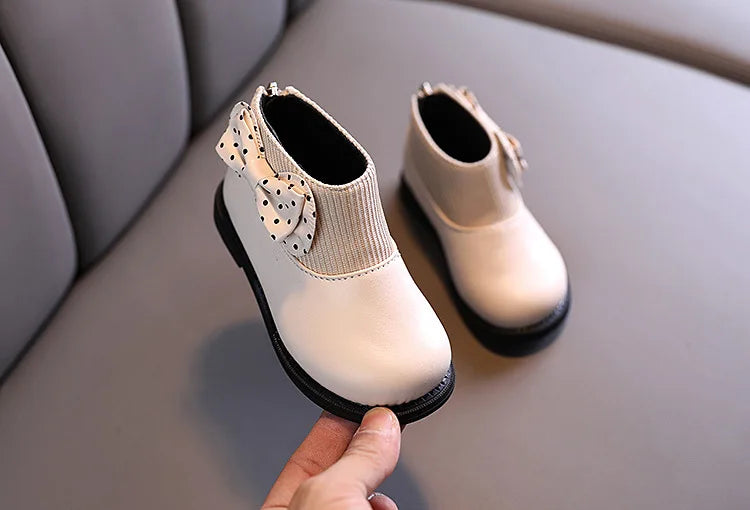 Enfants bottes courtes filles chaussures automne hiver chaud tricoté enfants bottes princesse doux arc enfant en bas âge filles bottes chaussures enfant H11071