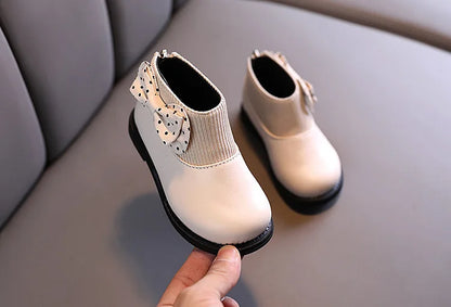 Enfants bottes courtes filles chaussures automne hiver chaud tricoté enfants bottes princesse doux arc enfant en bas âge filles bottes chaussures enfant H11071