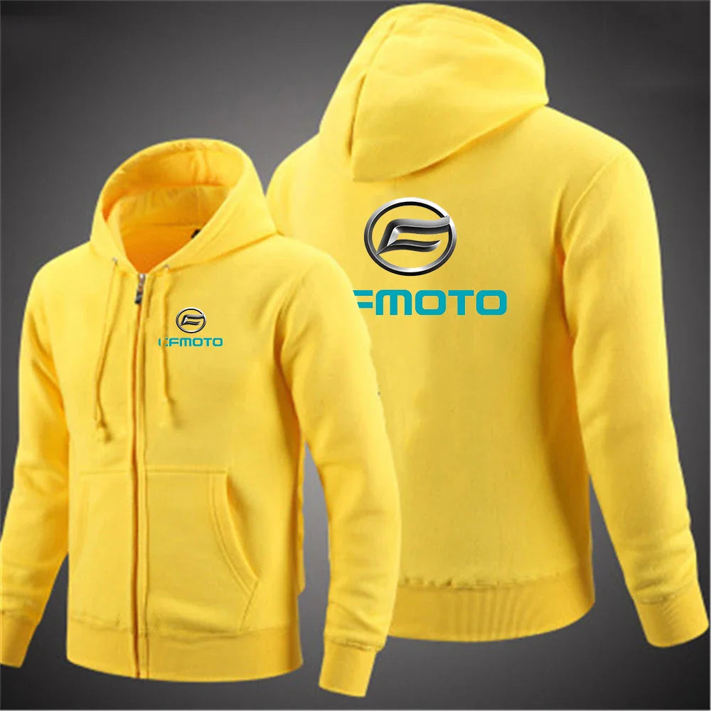 2025 Spring And Autumn Man's Anti Collision Shirt Solid Color Coat Cfmoto Logo Print Simple Style Handsome Slim Jacket Hoodies