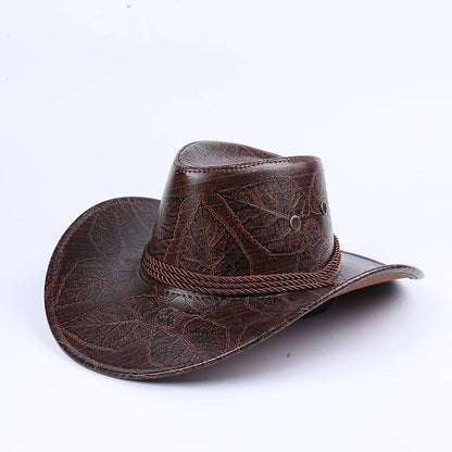 Nouveau Chapeau de Chevalier Cowboy Femme Homme Casquettes en Cuir Chapeaux de Soleil Western Gentleman Jazz Casquette Vintage Grande Prairie Visières d'Été Automne