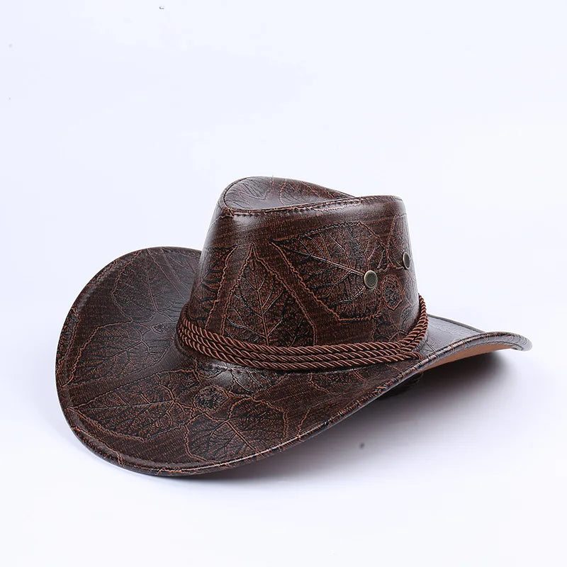 Nouveau Chapeau de Chevalier Cowboy Femme Homme Casquettes en Cuir Chapeaux de Soleil Western Gentleman Jazz Casquette Vintage Grande Prairie Visières d'Été Automne