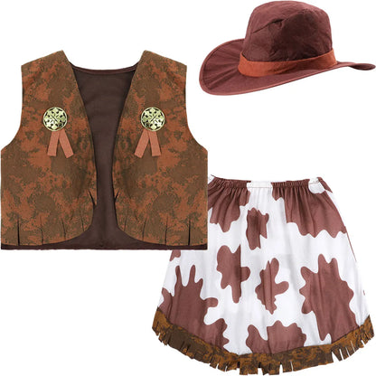 Déguisements de cow-girl pour enfants, robes de cow-boy de l'Ouest pour filles, costumes de carnaval, Purim, cosplay, événement d'Halloween, fête