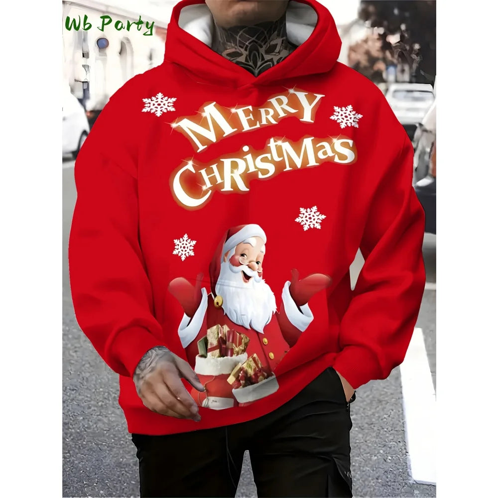 Pull à capuche de Noël 2025 pour homme, mode, imprimé 3D, sweat-shirt drôle Père Noël, graphique Harajuku, chemisier, vêtements pour homme